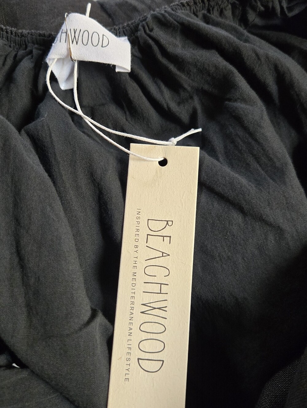 Beachwood Alma Dress Noir Black One Size Linen NWT - Picture 7 of 8
